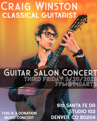 Third Friday Classical Guitar Salon Concert @ 910 Arts
