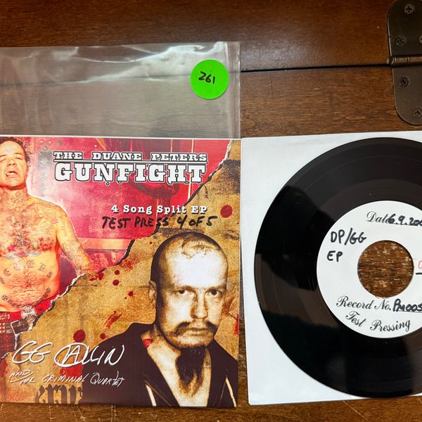 #261 GG Allin / Duane Peters Gunfight Split 7" US #d Test Pressing SIGNED - Vinyl