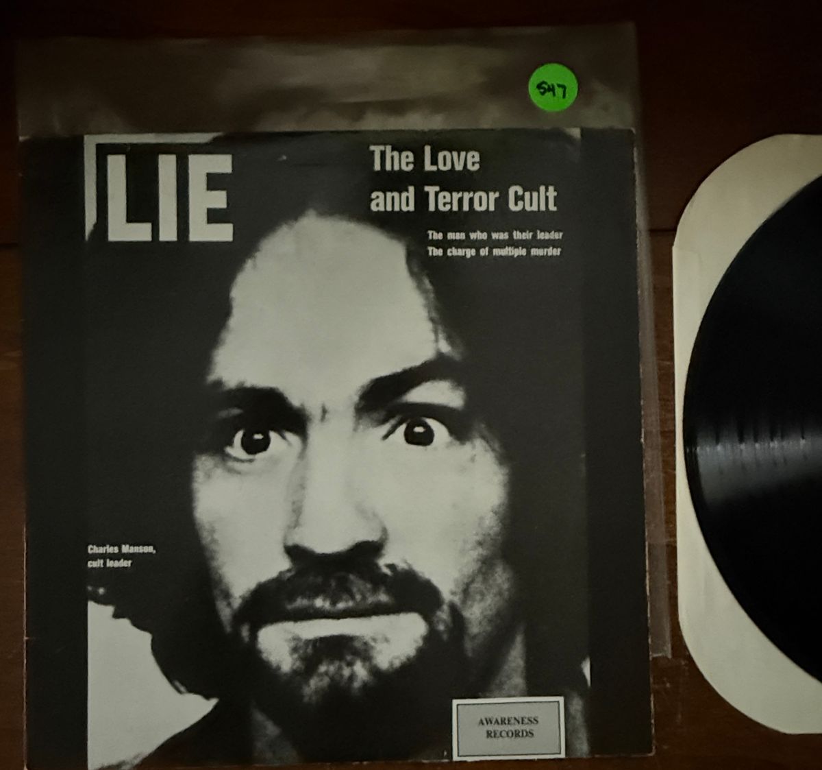 #547 RARE Charles Manson - LIE 1987 LP Awareness Records - #547 RARE CHARLES MANSON - LIE 1987 LP