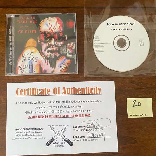 Born To Raise Head LAMYs copy with Signed COA - Born To Raise Head w/ COA CD