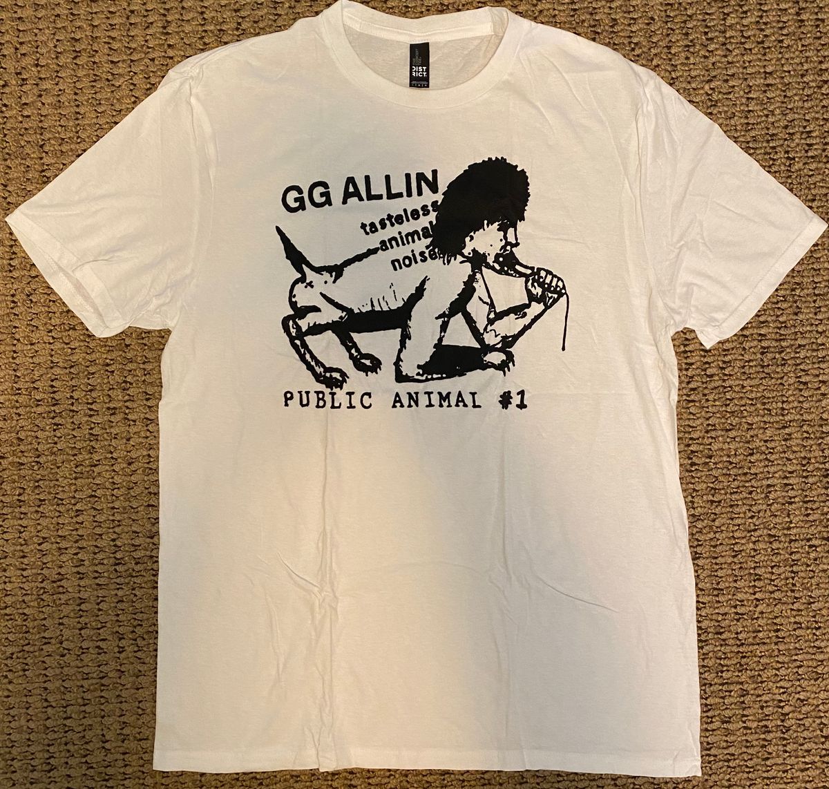 Repro GG Allin Public Animal 1984 Classic Design on White Tee