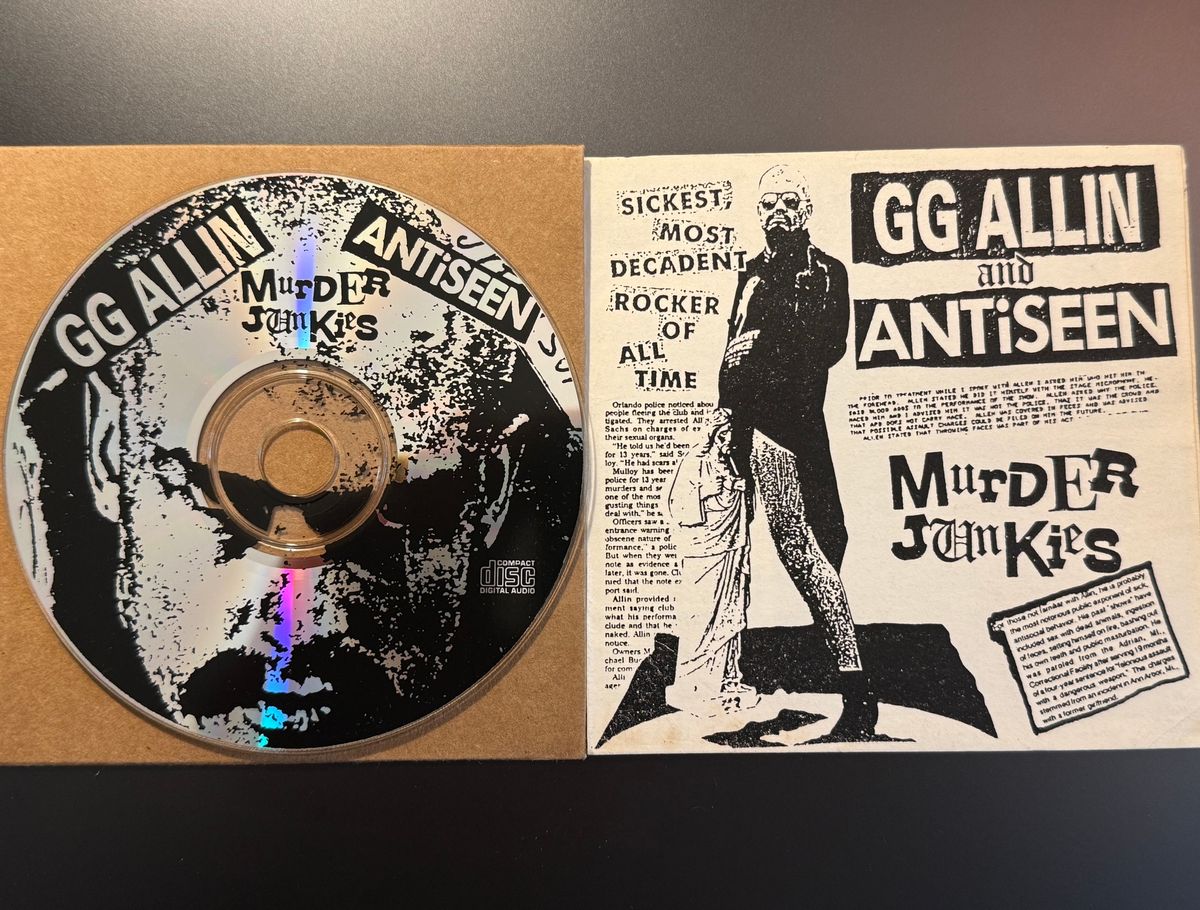 #557 GG Allin + AntiSeen - Murder Junkies CD RARE Baloney Shrapnel - #557 GG ALLIN + ANTISEEN - MURDER JUNKIES CD