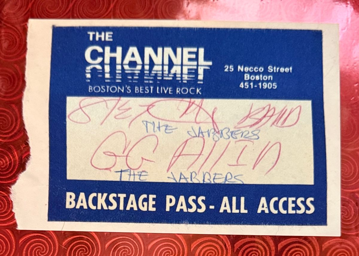 #2 Original Authentic GG Allin & The Jabbers Backstage Pass @ The Channel 1982