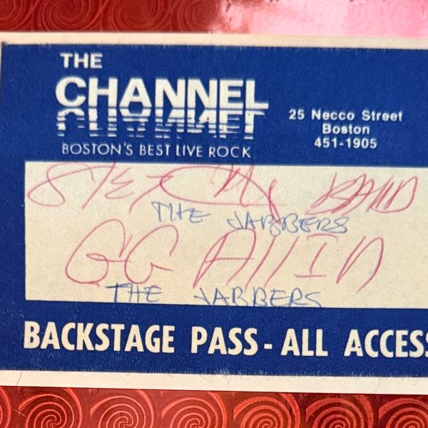 #2 Original Authentic GG Allin & The Jabbers Backstage Pass @ The Channel 1982