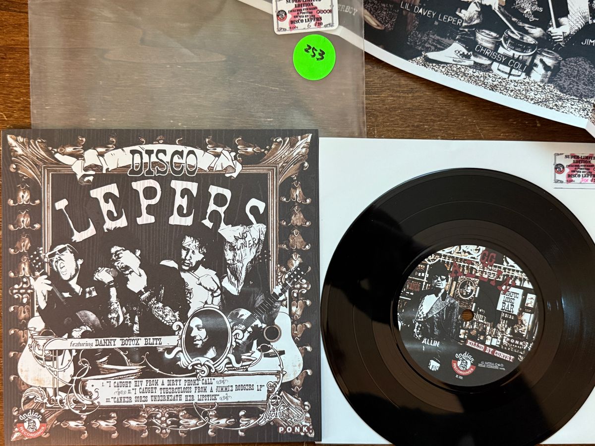 #253 GG Allin/Disco Lepers Split 7" Killed By Cuntry Ltd Ed LOW Numbered #6/20 SIGNED - Vinyl