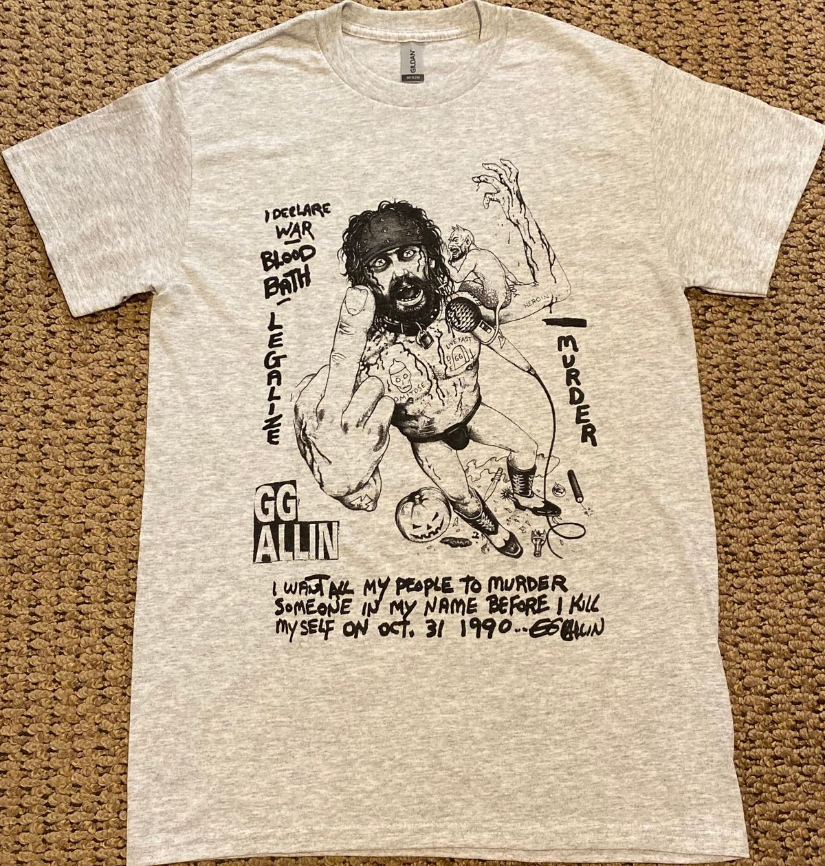 NEW GG Allin Suicide Murder In Society T Shirt