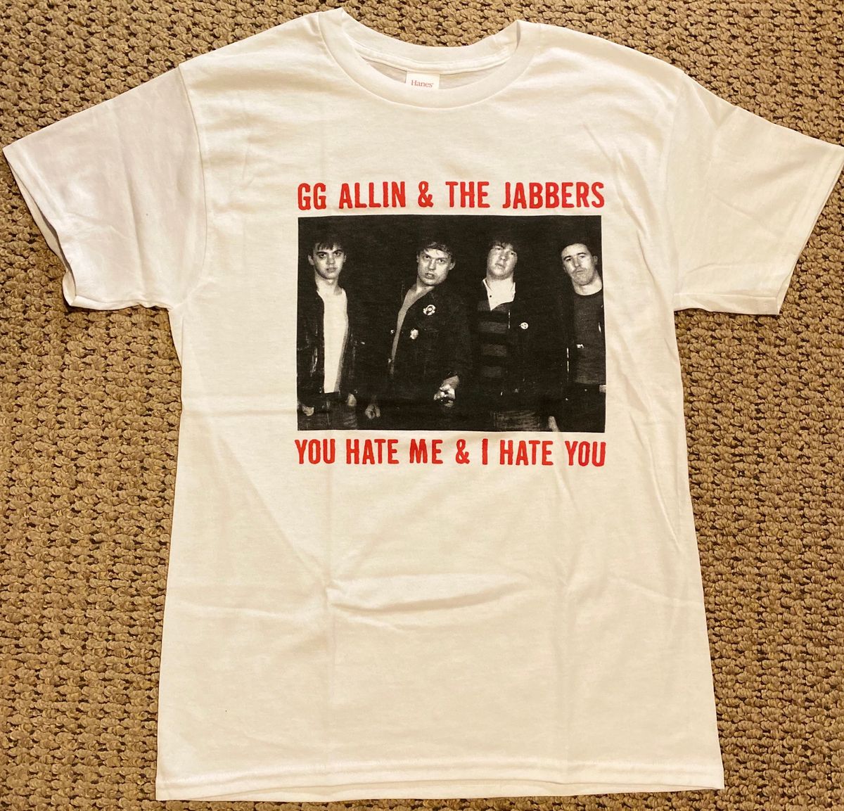 NEW GG Allin & The Jabbers You Hate ME & I Hate You Red on White T Shirt