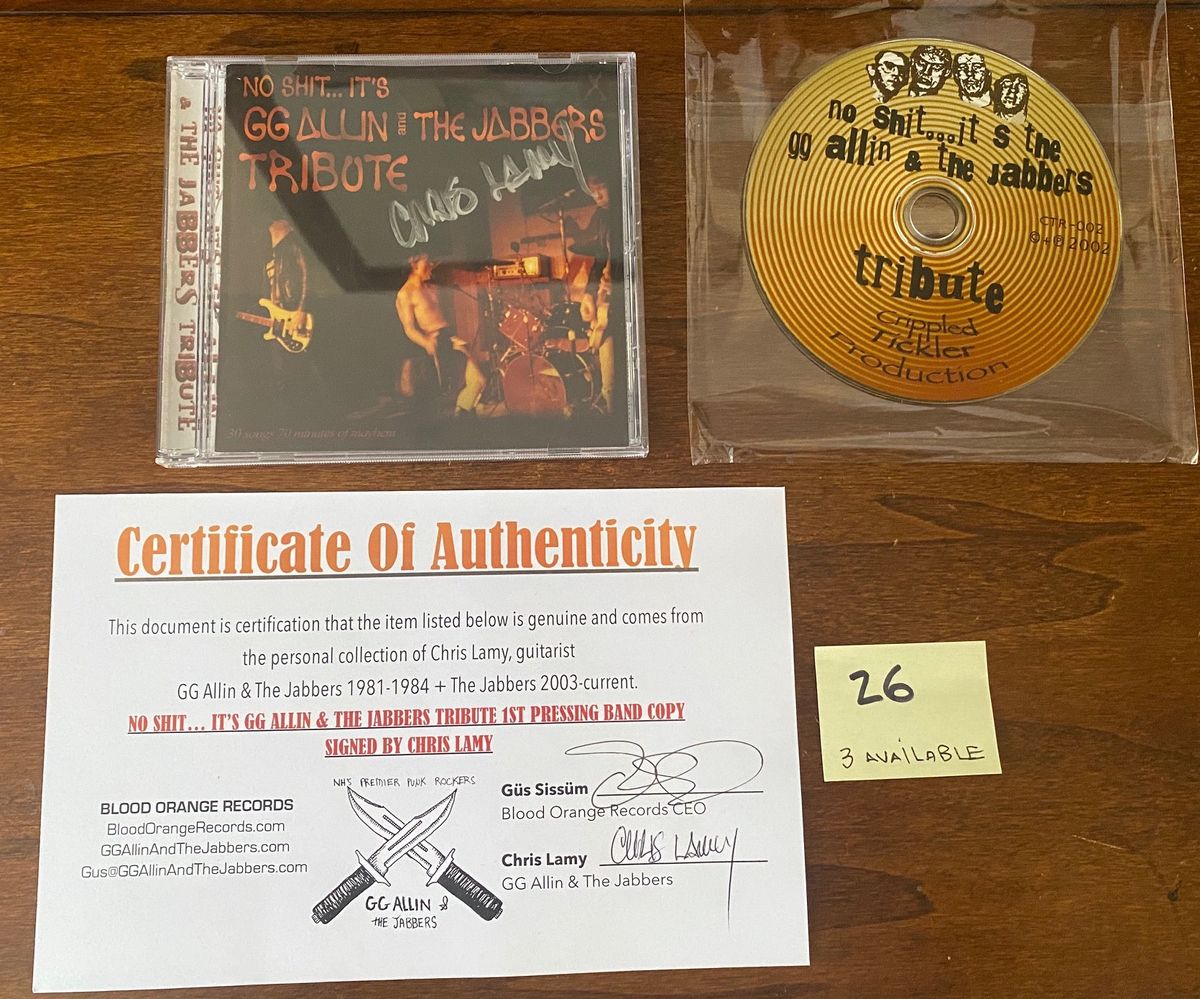 No Shit - Jabbers Tribute CD Signed By LAMY with COA - No Shit Jabbers Tribute SIGNED LAMY CD