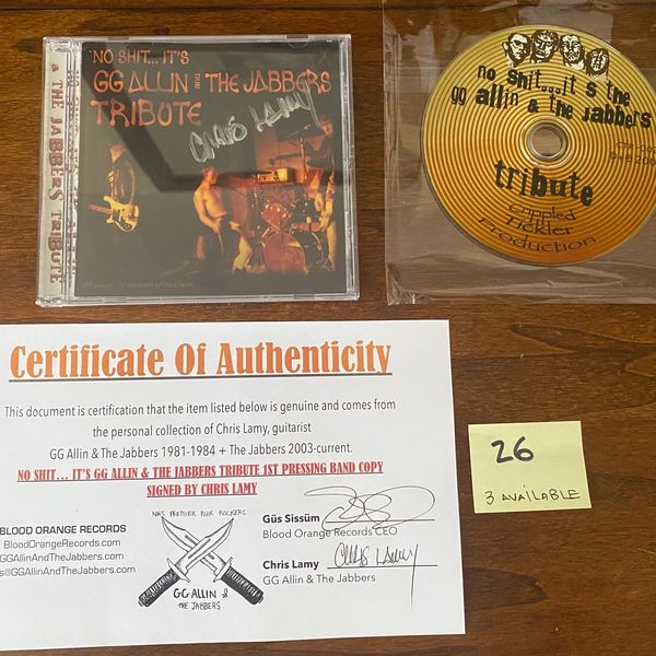 No Shit - Jabbers Tribute CD Signed By LAMY with COA - No Shit Jabbers Tribute SIGNED LAMY CD