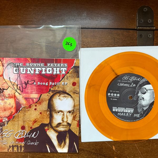 #263 GG Allin / Duane Peters Gunfight RARE #1st Press Yellow Vinyl #13/25 SIGNED - Vinyl