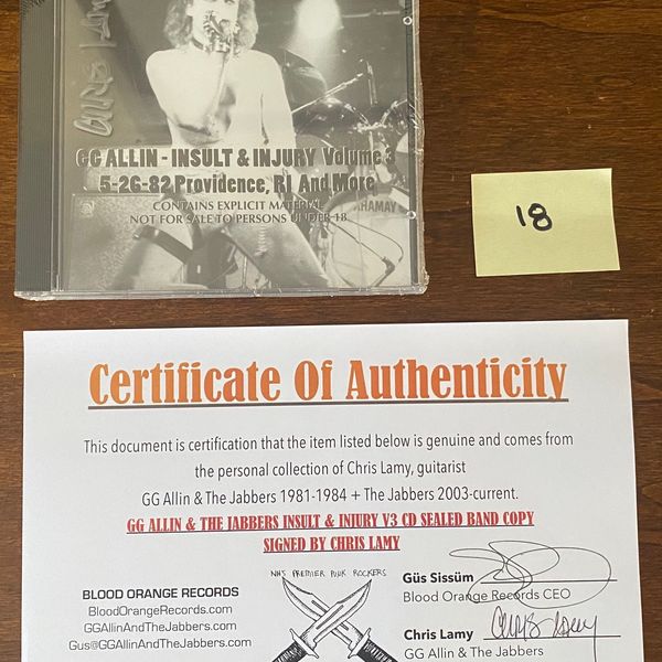 Insult & Injury Volume 3 ORIGINAL Sealed Signed by Chris Lamy w/ COA - Insult & Injury Vol 3 Original Sealed SIGNED CD