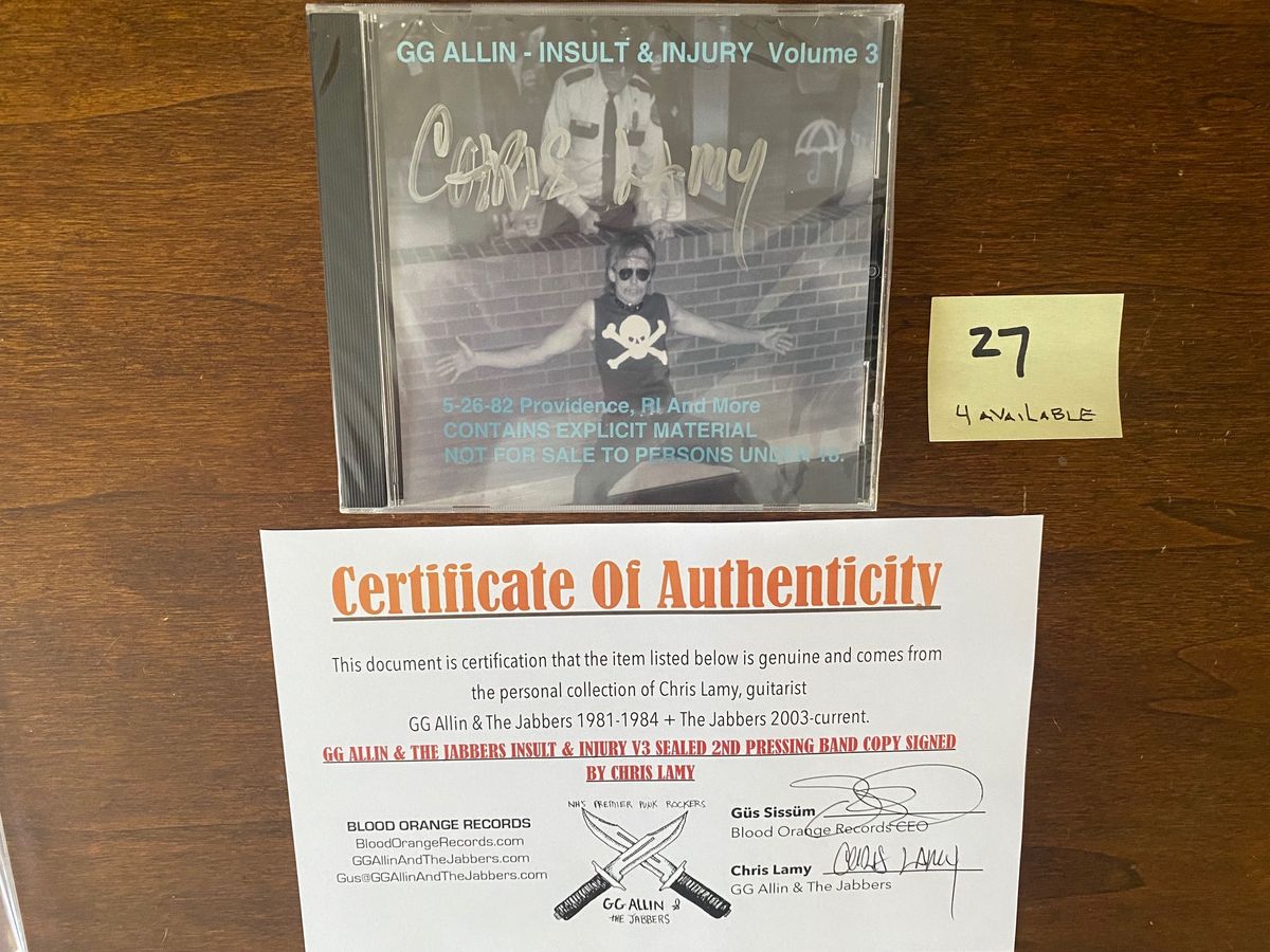 Insult & Injury Volume 3 CD Sealed & Signed by Chris Lamy w/ COA - Insult & Injury Vol 3 SIGNED LAMY CD