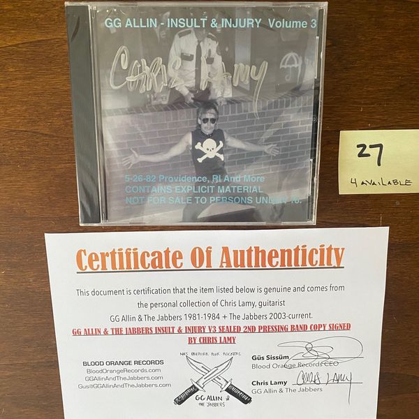 Insult & Injury Volume 3 CD Sealed & Signed by Chris Lamy w/ COA - Insult & Injury Vol 3 SIGNED LAMY CD