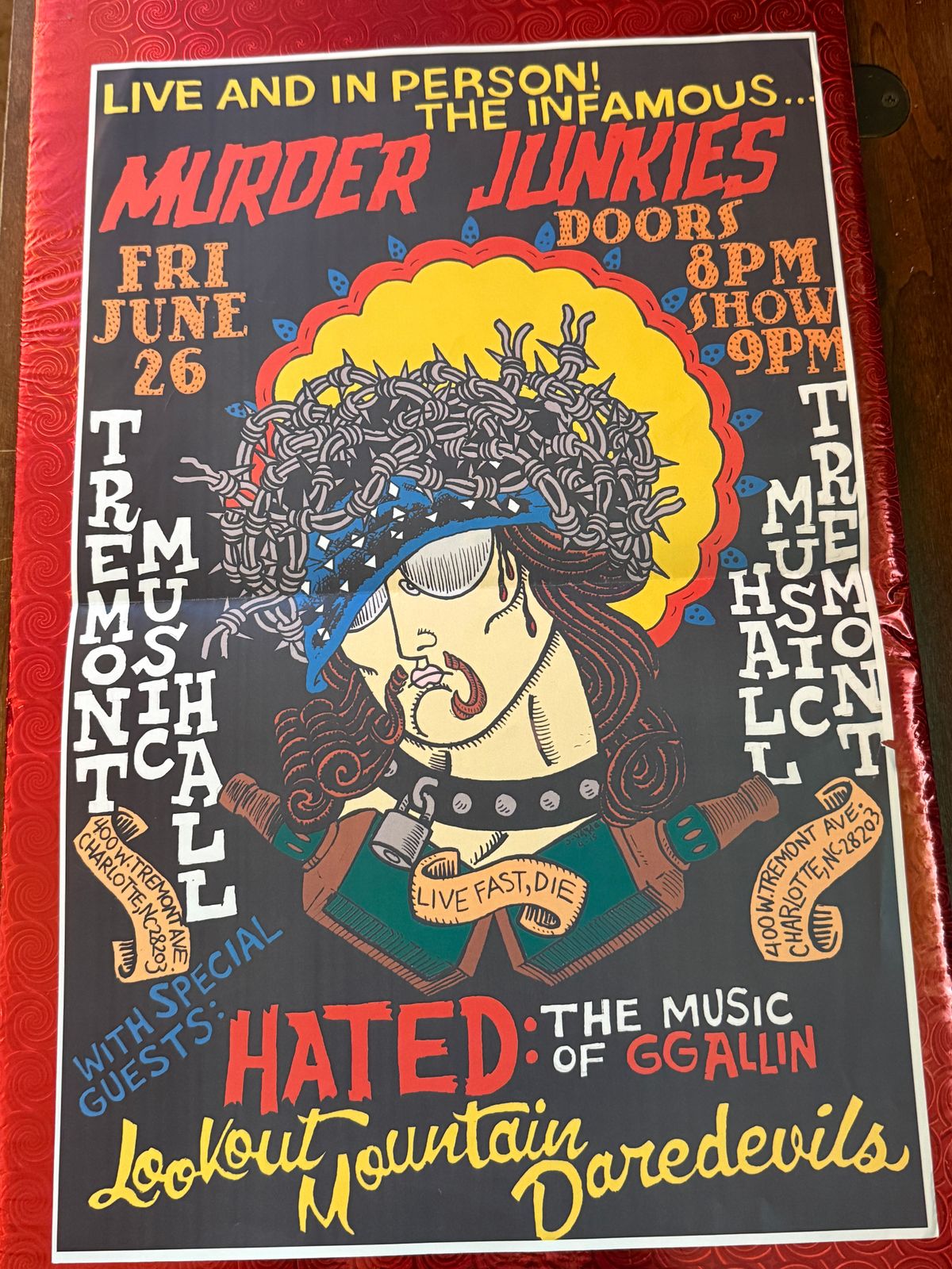 #55 Original Murder Junkies color flyer 11x17 Charlotte NC