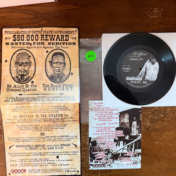 #257/260 GG Allin / Duane Peters Gunfight Split 7" UK Pressing Black Vinyl - Vinyl