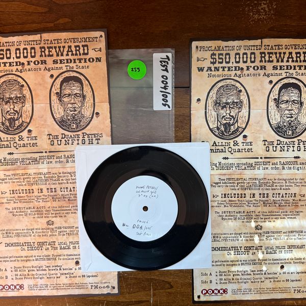 #255 GG Allin/Duane Peters Gunfight #d 4/5 UK TEST PRESSING - Vinyl