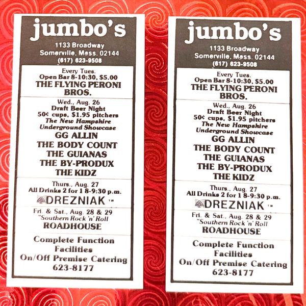 #1 Set Of 2 Original Jumbo's Card Stock Adverts/Tickets