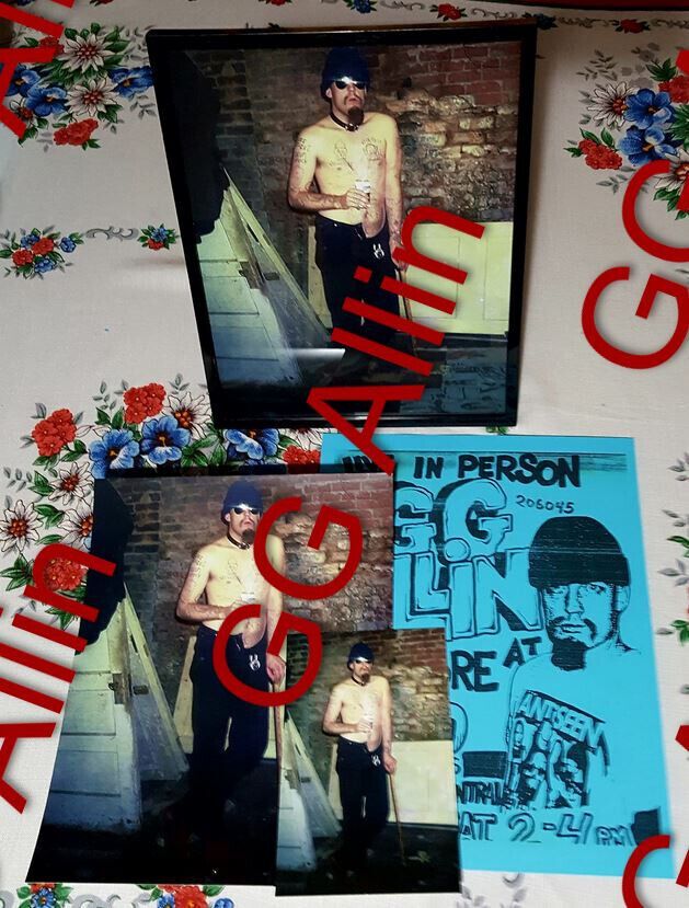 GG Allin 1991 Unreleased Photo (w/ accessory pack) from Murder Junkies Photoshoot Hand #'d 8x10 with repro-REPO flyer - Photo printed from original Negative