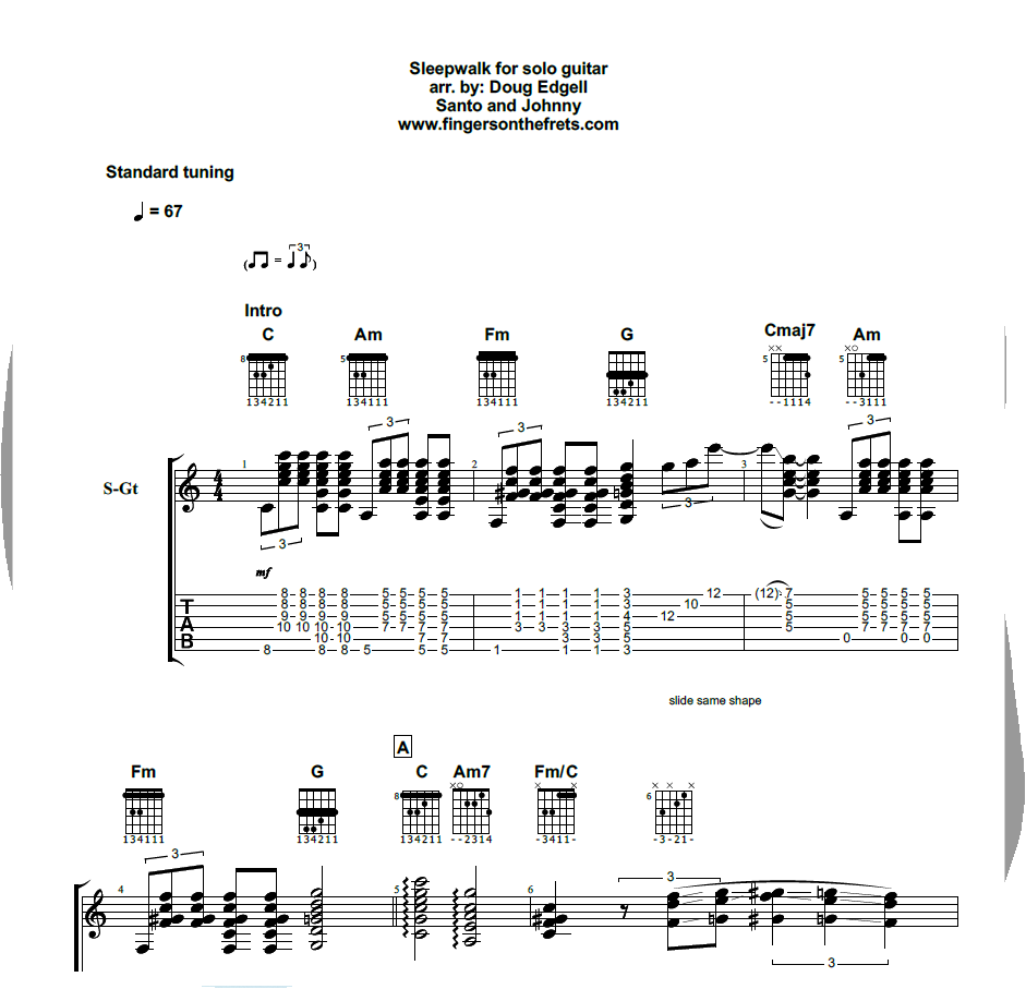Sleepwalk for solo guitar