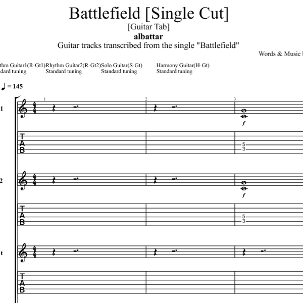 Guitar Tab - Battlefield [Single Cut]