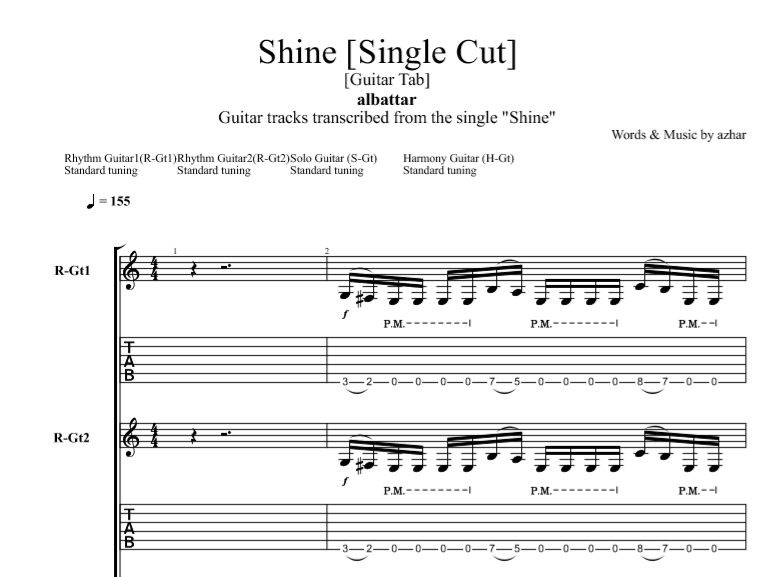 Tab Gitar - Shine [Single Cut]