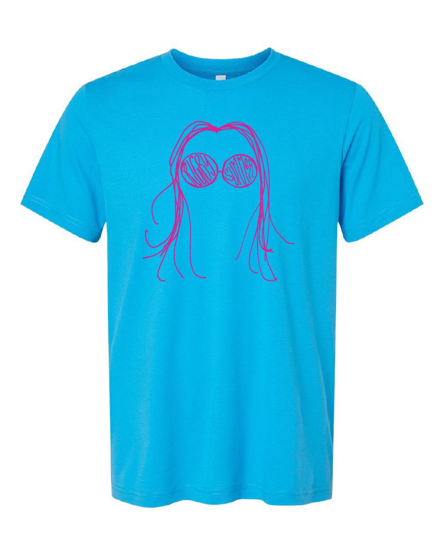 SUNGLASSES TEE - Neon Blue
