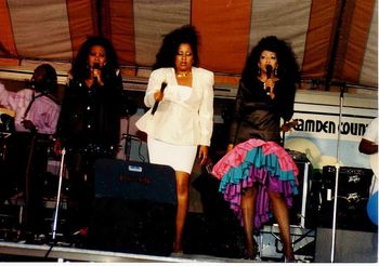 Evette Benton, Carla Benson, Barbara Ingram July 4th, 1988, at the Camden Waterfront.
