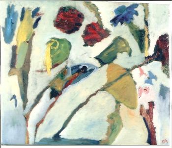 Blue Butterfly in the Beginning, 1999, oil on canvas, 25" x 21"

