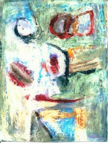 Flowerpot with Duck, 1999, oil on board, 18" x 24"
