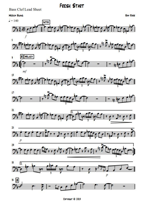 Fresh Start Bass Clef Lead Sheet