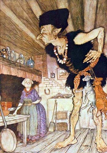 Arthur Rackham illustrated "Jack and the Beanstalk" for Flora Annie Steele.
