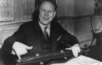 Richard Chase, collector and author of the 1943 collection The Jack Tales, playing the dulcimer at the American National Folk Festival, Philadelphia, 1944. Library of Congress.
