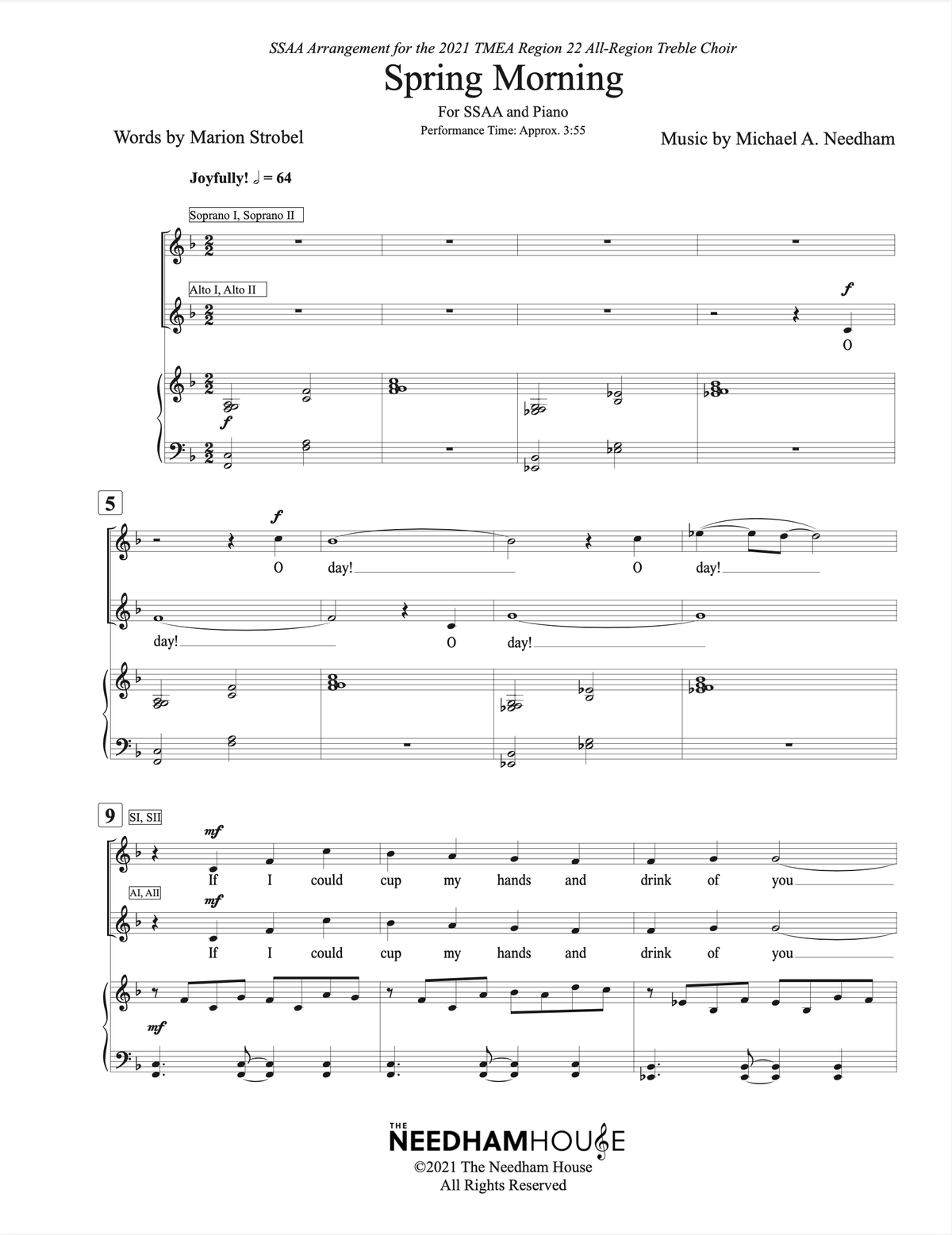 Spring Morning - SSAA Sheet Music