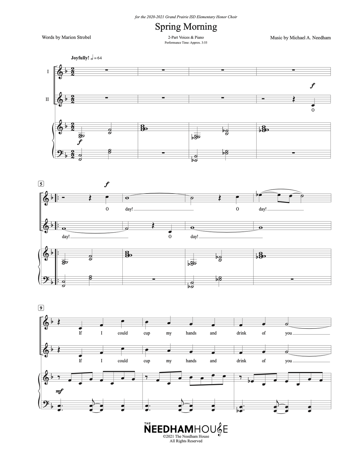 Spring Morning - 2 Part Sheet Music