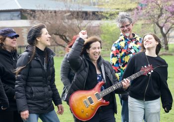 Patti Spadaro, Cherylann Hawk and friends filming "Glass Shatters" video
