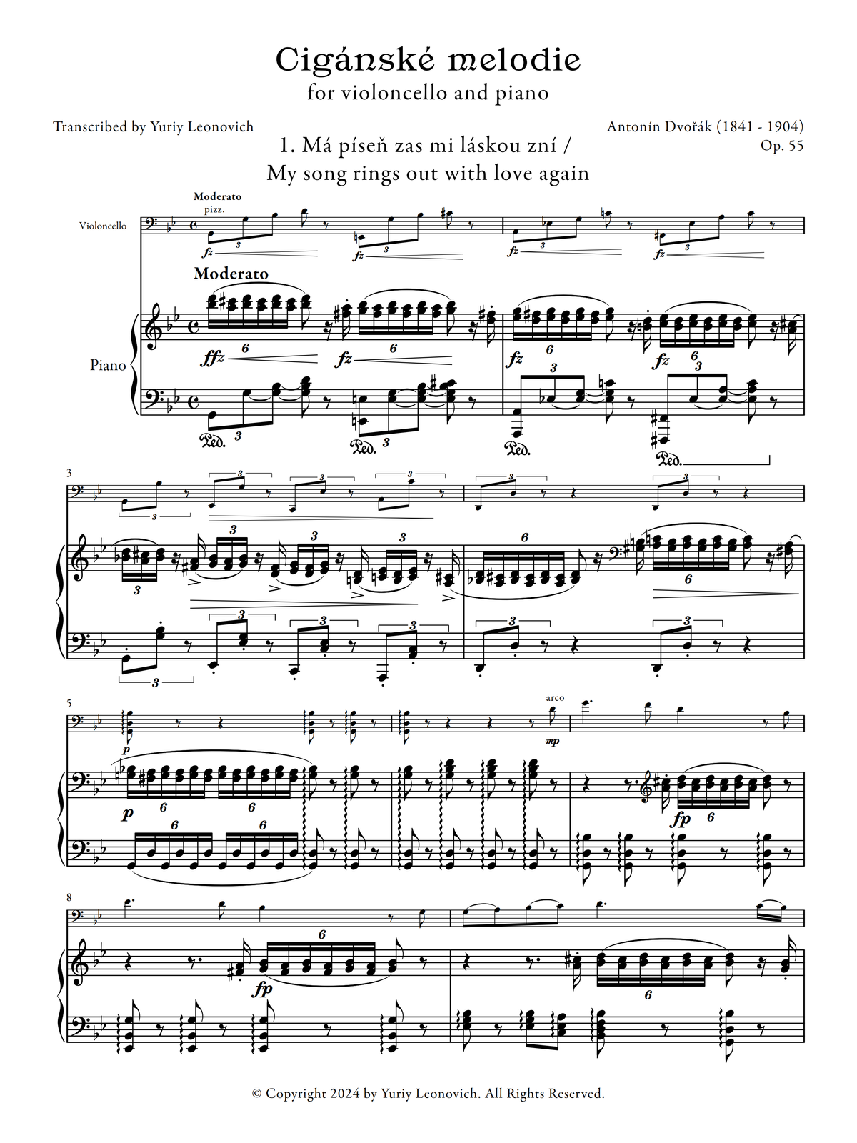 Dvořák - Cigánské melodie (Gypsy Songs), Op. 55 (Transcribed for