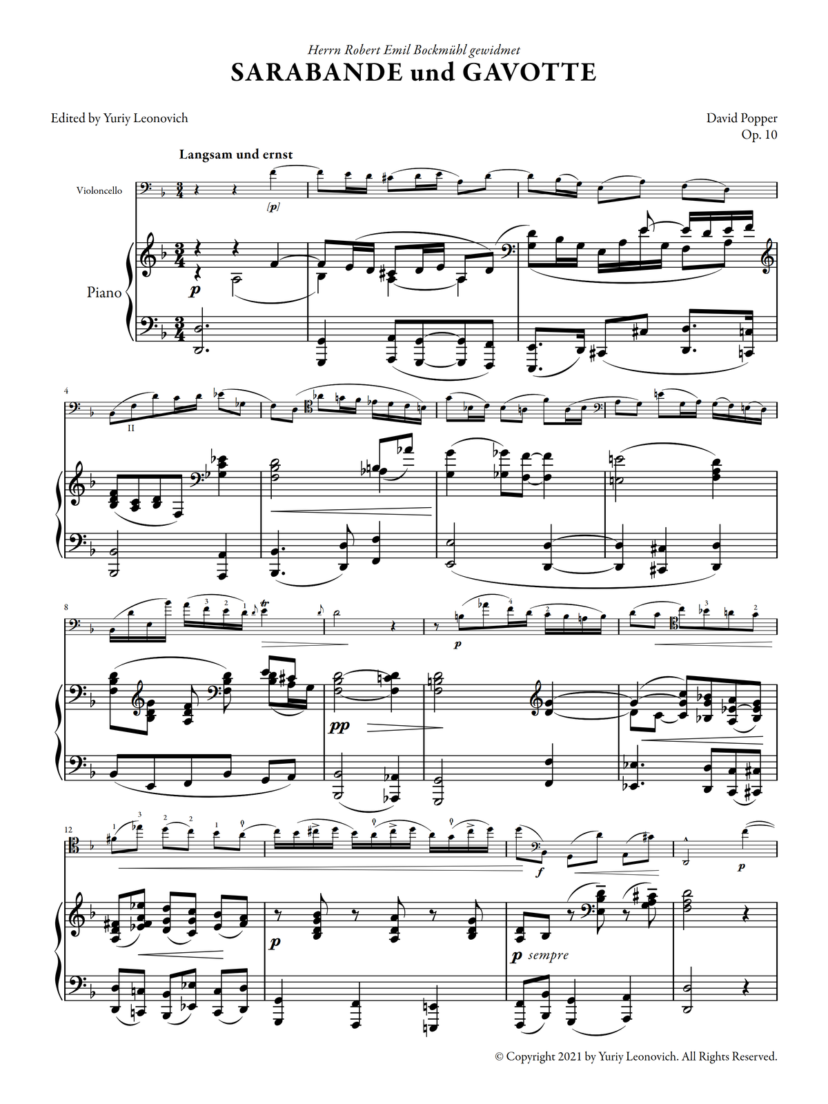 Popper - Six Gavottes and other works (Urtext Edition)