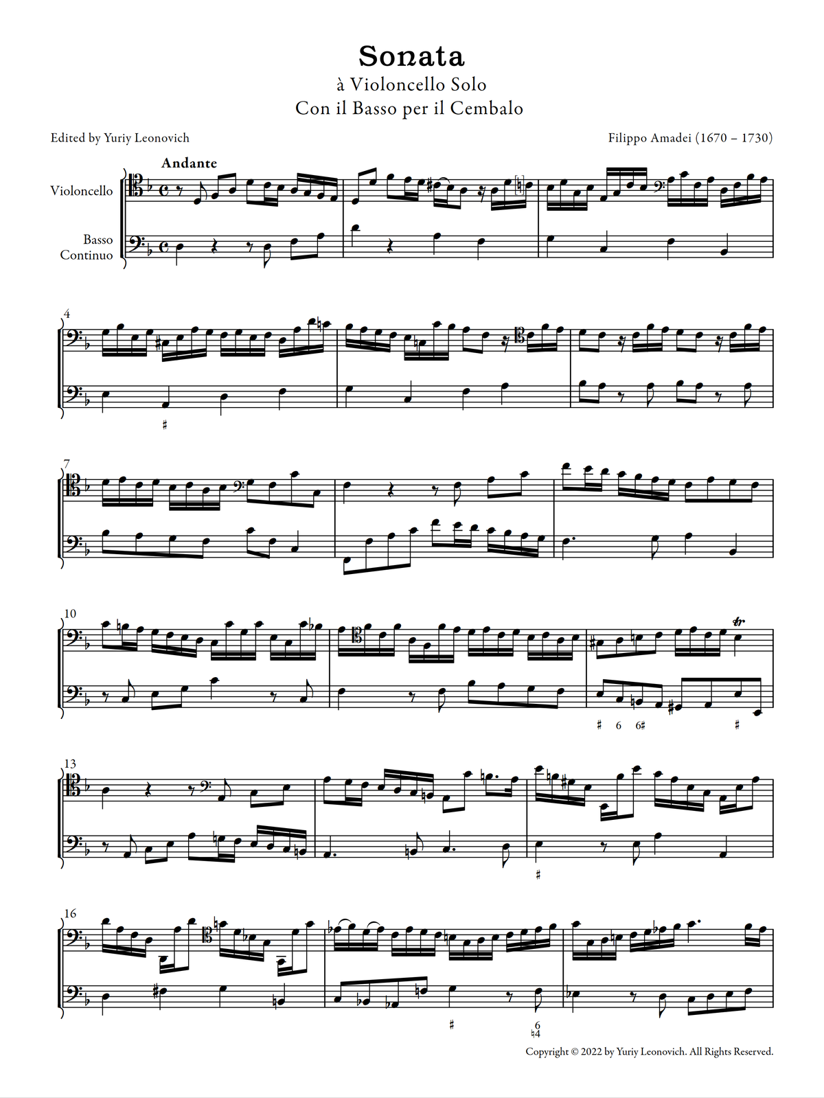 Amadei - Sonata (Urtext Edition)