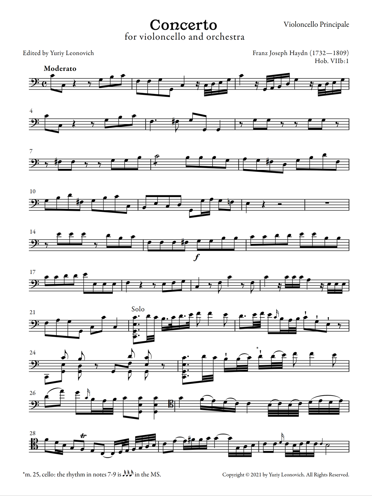 Haydn - Cello Concerto in C major (Urtext, Cello Part)