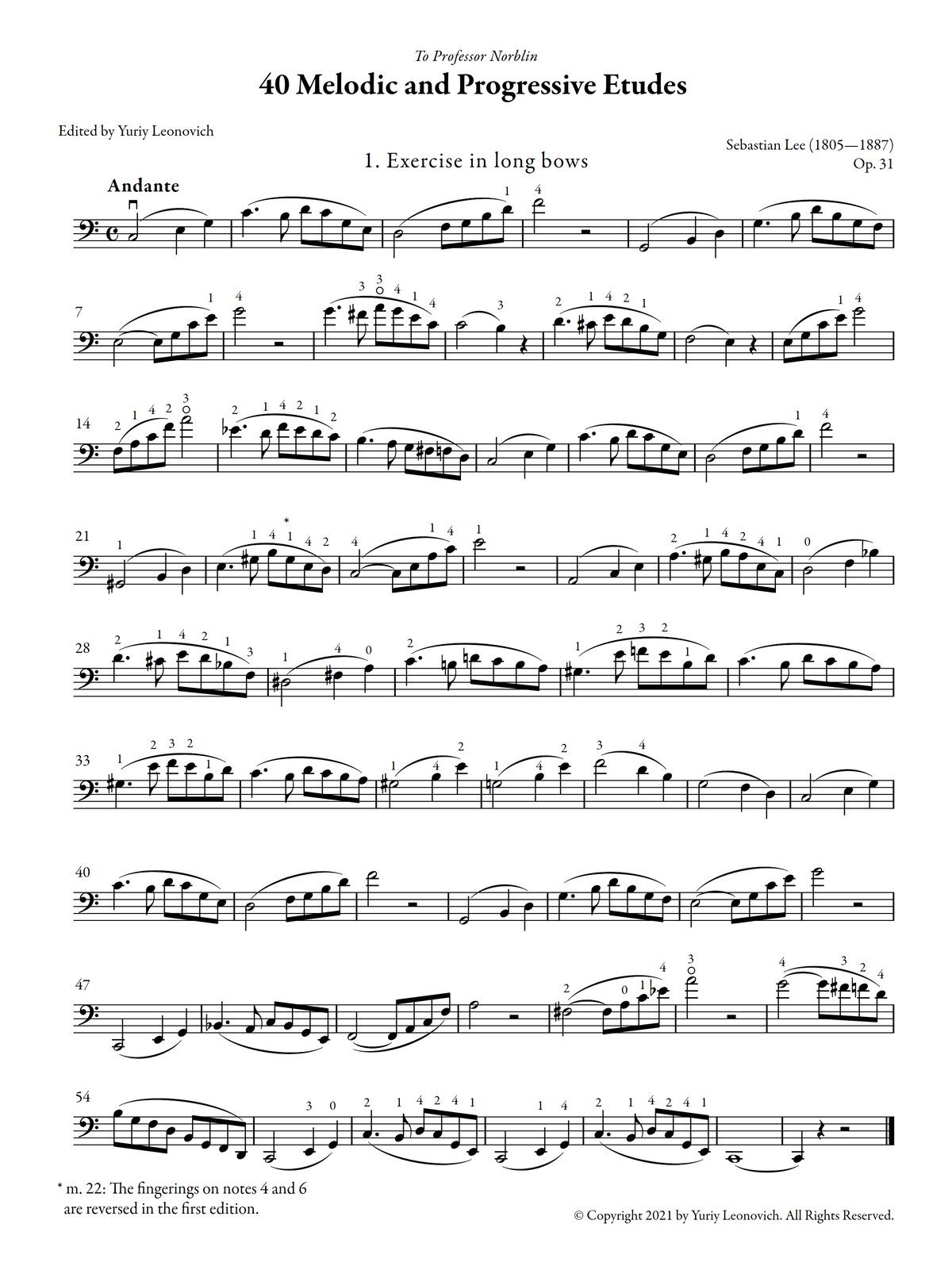Lee - 40 Melodic and Progressive Etudes, Op. 31 (Urtext Edition