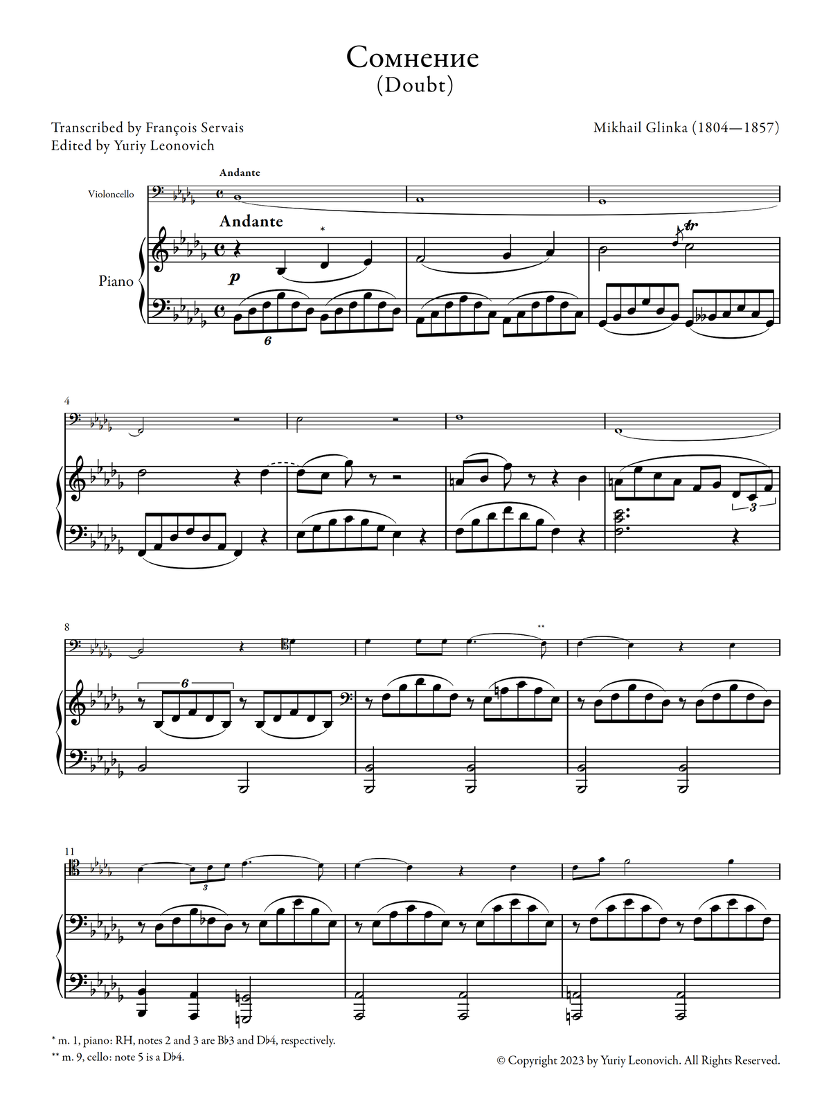 Glinka-Servais - Doubt (Сомнение)