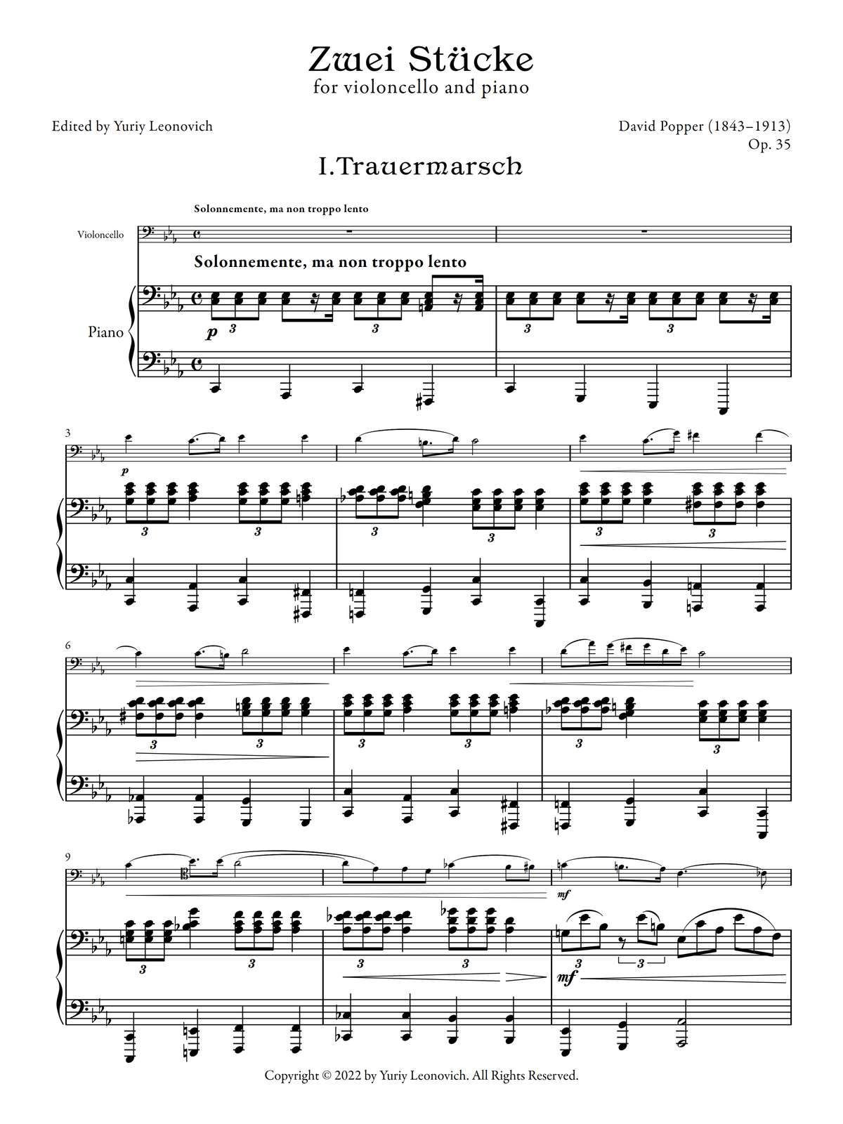 Popper - Funeral March and Mazurka No. 4, Op. 35 (Urtext Edition)