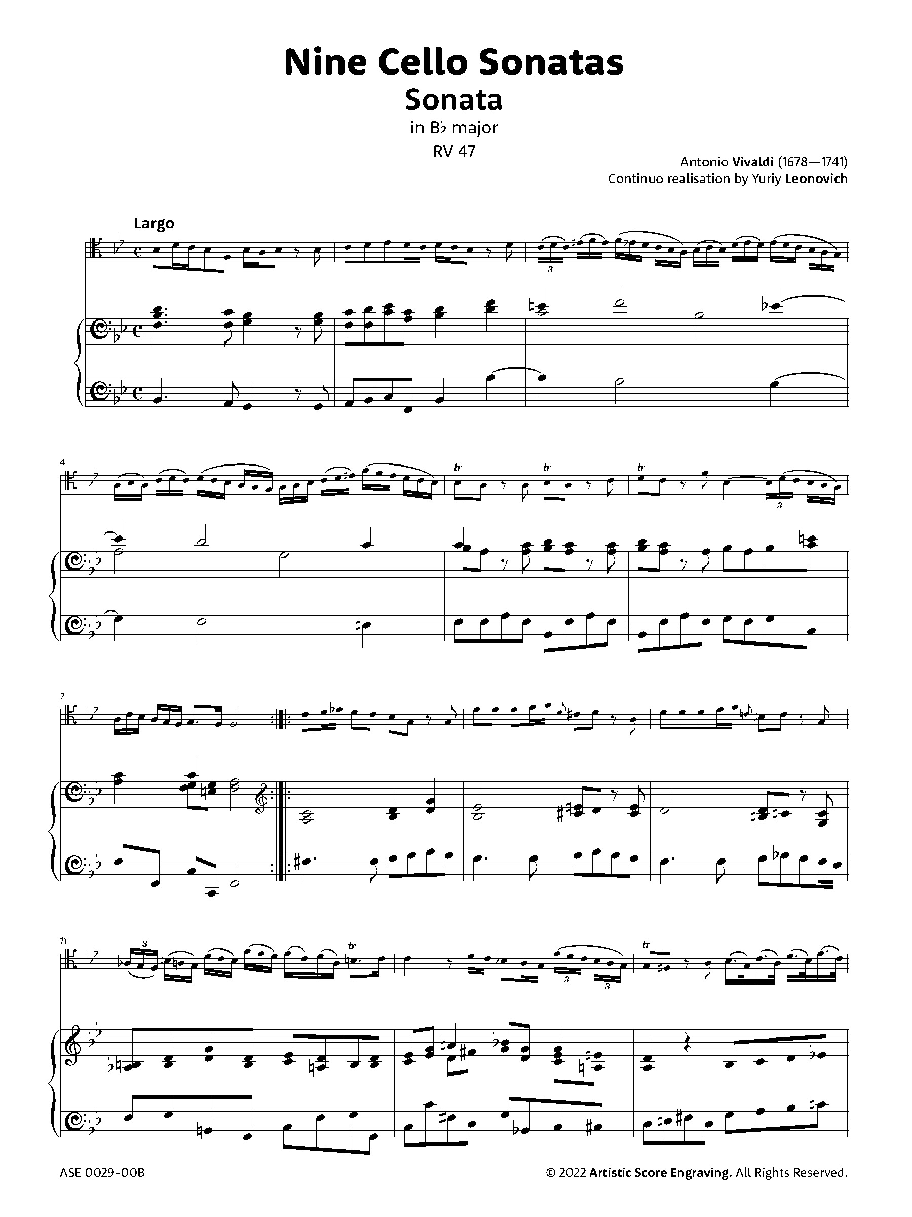 Vivaldi - 9 Cello Sonatas (Critical Edition, Keyboard Version