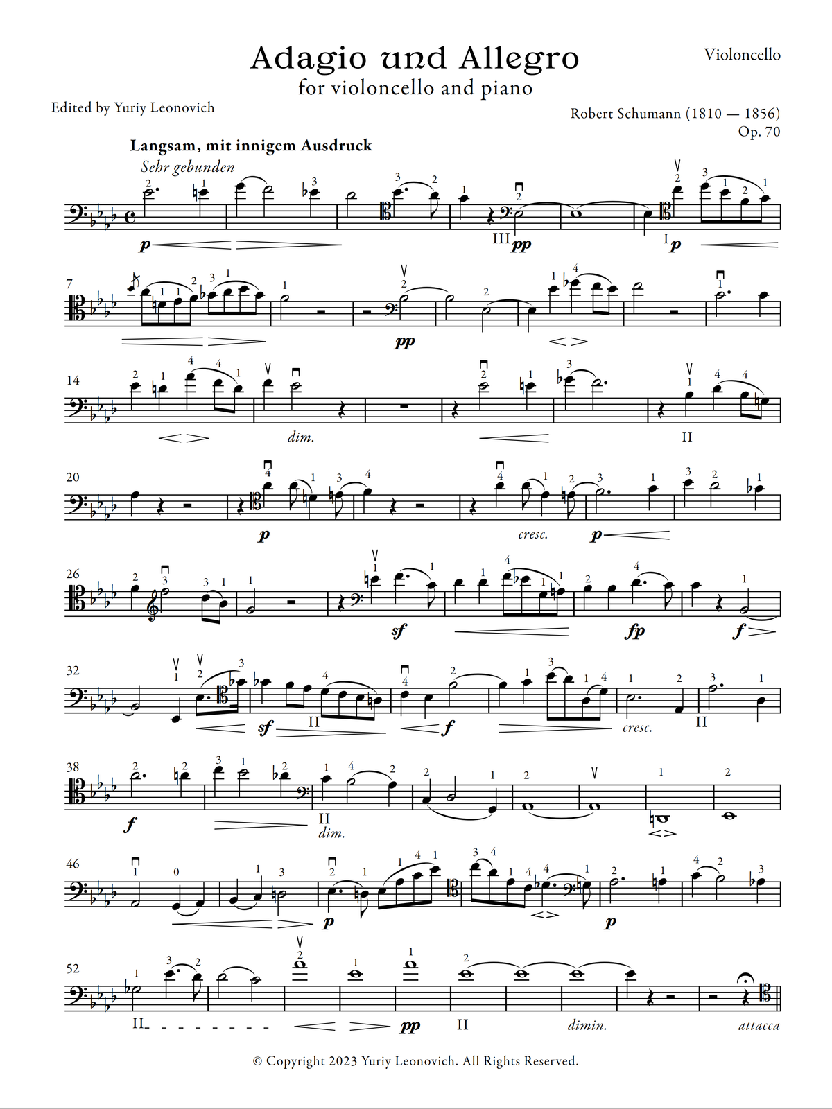Schumann - Adagio and Allegro, Op. 70 (Performance Edition)