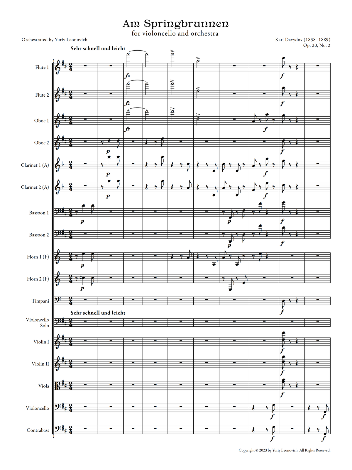Davydov - At the Fountain, Op. 20, No. 2 (For Cello and Orchestra)