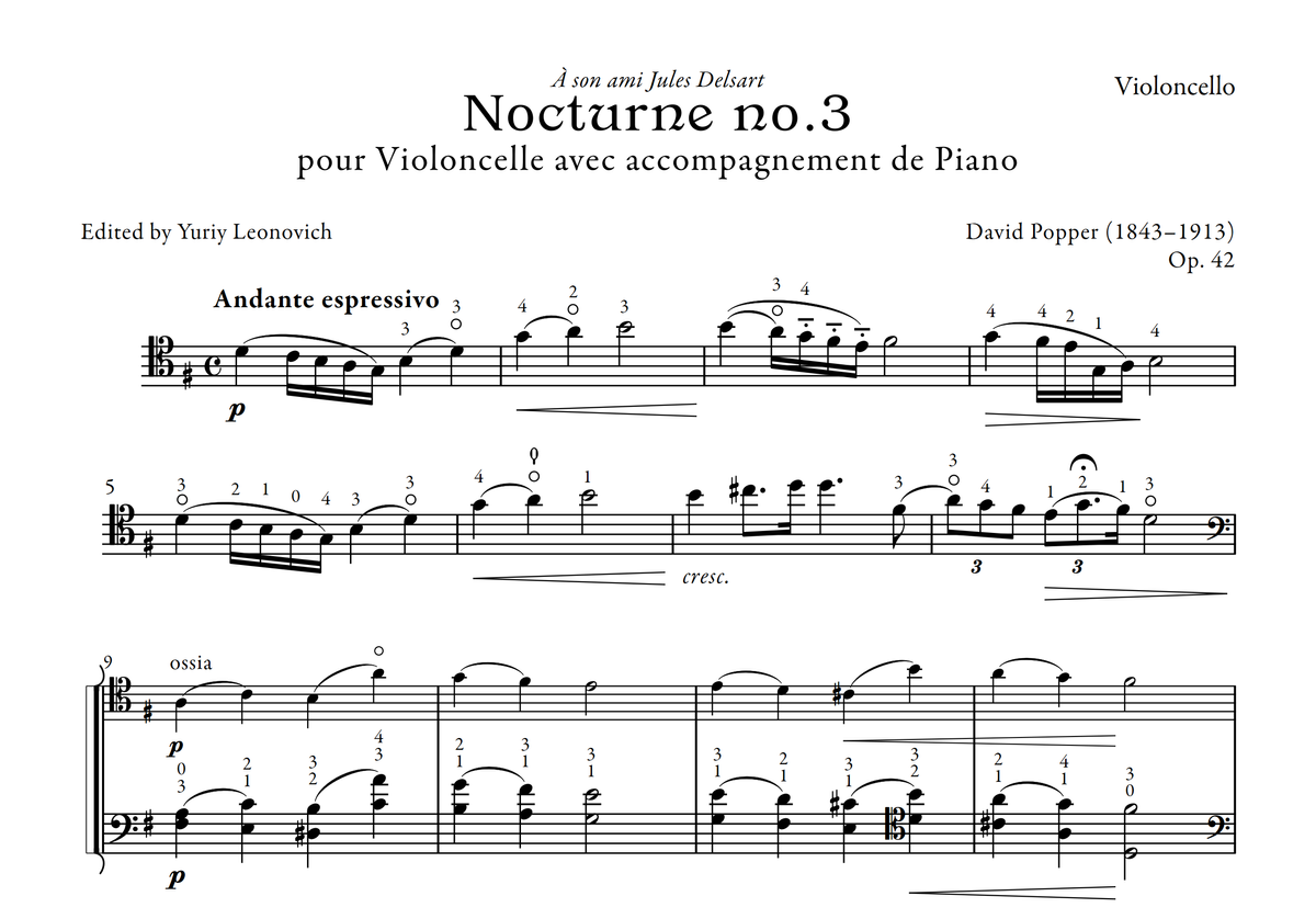 Popper - Nocturne No. 3, Op. 42 (Urtext Edition)