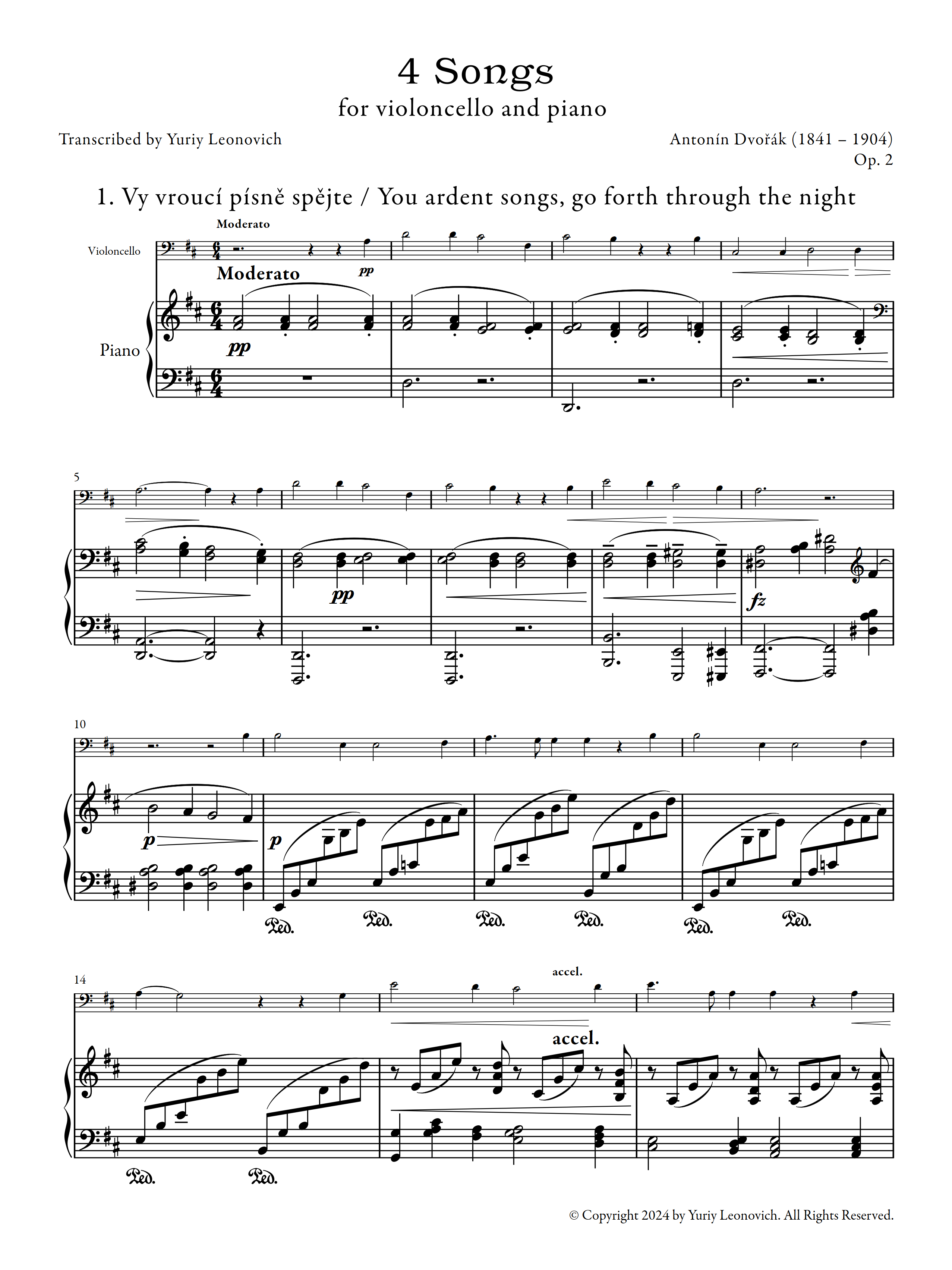 【中古】「非常に良い」［CD］Piano Transcriptions 4 Dvořák - 4 Songs, Op. 2/B. 124 (Transcribed for Cello and Piano