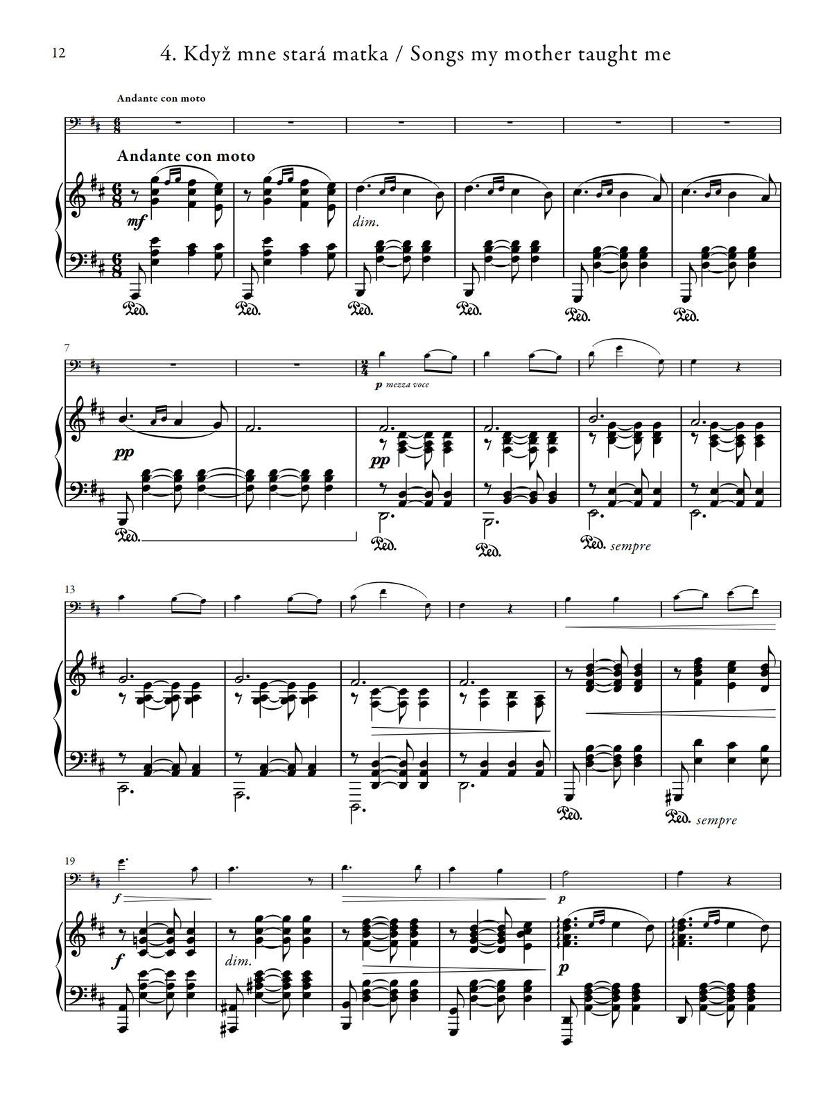 Dvořák - Cigánské melodie (Gypsy Songs), Op. 55 (Transcribed for