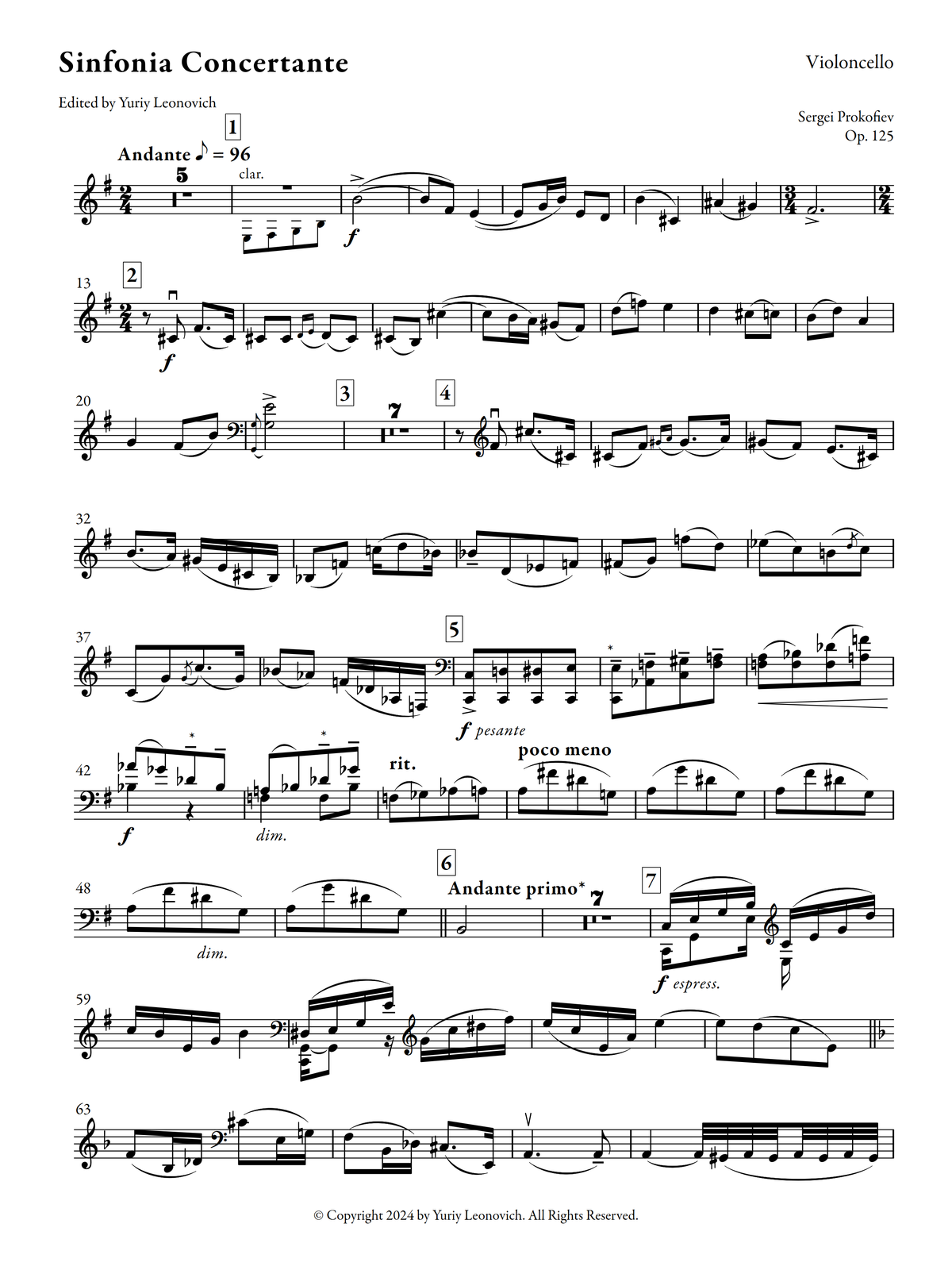 Prokofiev - Sinfonia Concertante, Op. 125 (Urtext Edition, Solo Part)