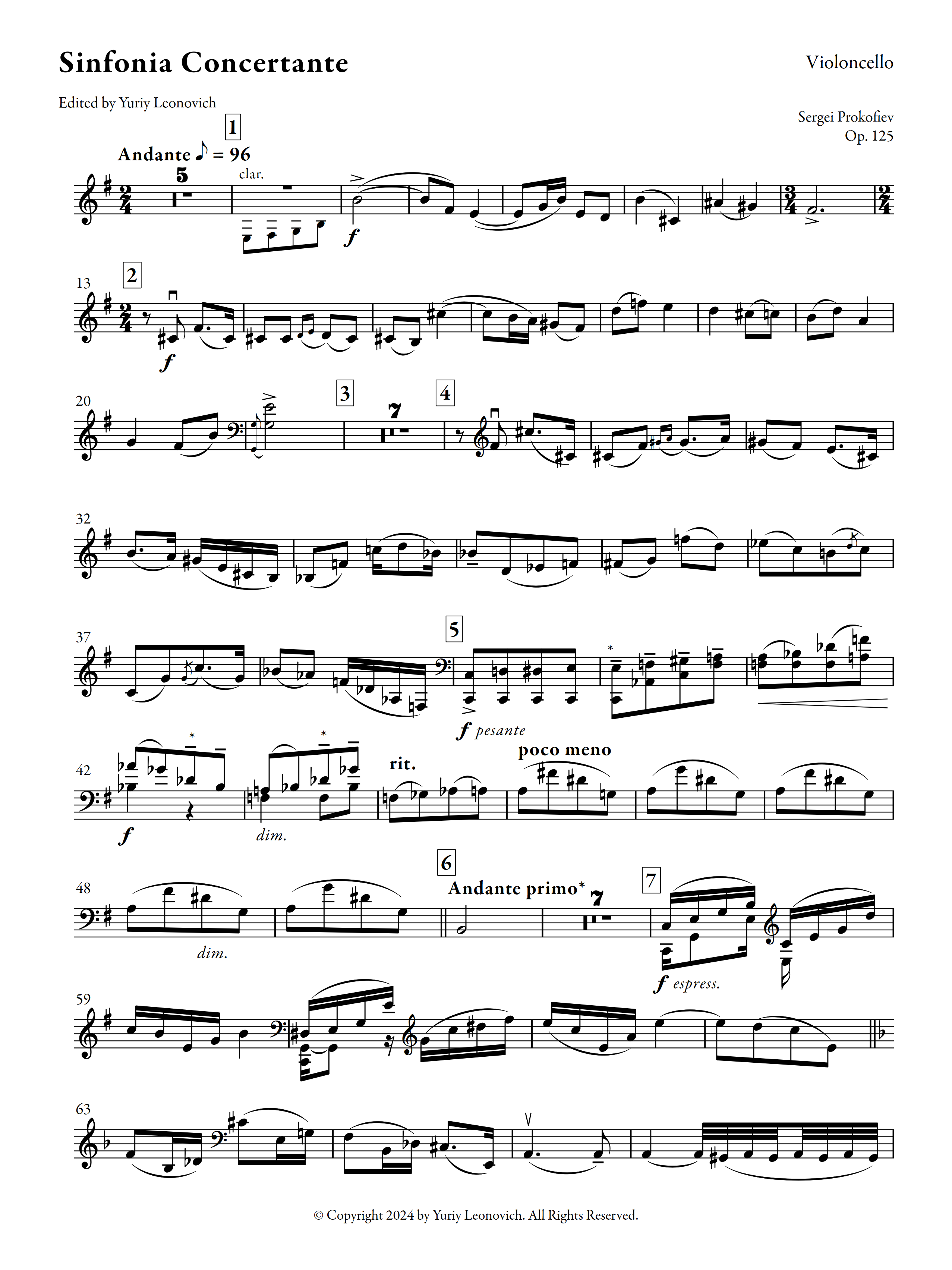Prokofiev - Sinfonia Concertante, Op. 125 (Urtext Edition, Solo